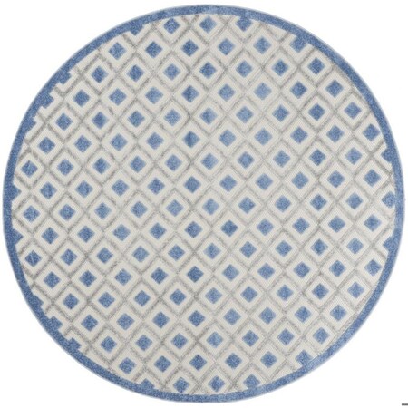 Homeroots 8 ft. Round Blue & Gray Indoor & Outdoor Area Rug 385161